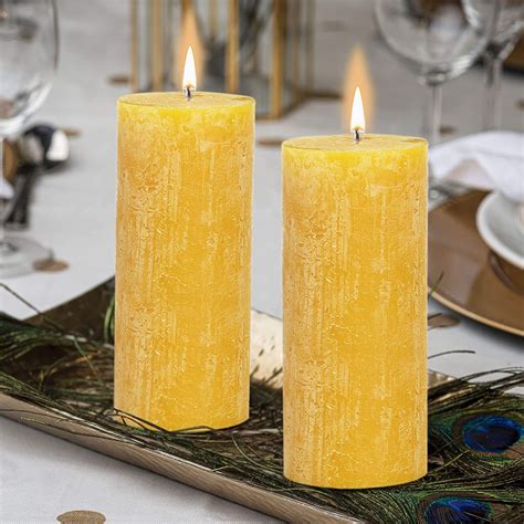 pillar candles yellow|More.